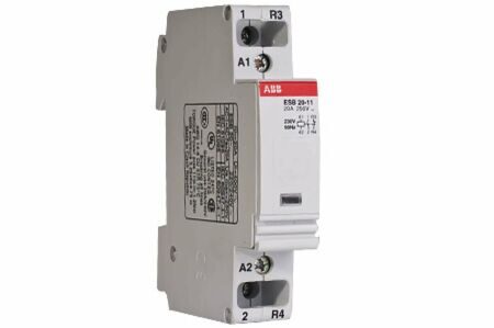 Контактор ABB ESB20-11N-06, модульный, 20А, АС-1, 1НО+1НЗ, катушка, 230В, AC/DC 1SBE121111R0611