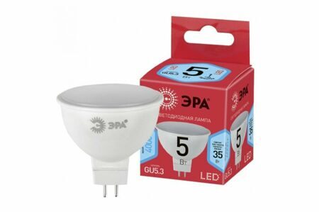 Лампа ECO LED MR16-5W-840-GU5.3 ЭРА (диод, софит, 5Вт, нейтр, GU5.3) (10/100/4000) Б0019061