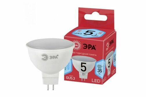 Лампа ECO LED MR16-5W-840-GU5.3 ЭРА (диод, софит, 5Вт, нейтр, GU5.3) (10/100/4000) Б0019061